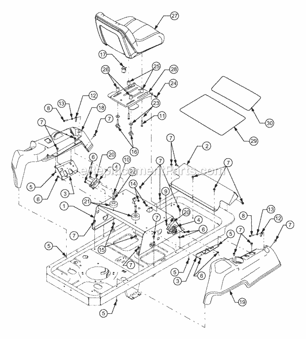Operator's Platform Diagram and Parts List for RZT17 17AA5A4G710, 17AA5A4G712 Cub Cadet Lawn Mower